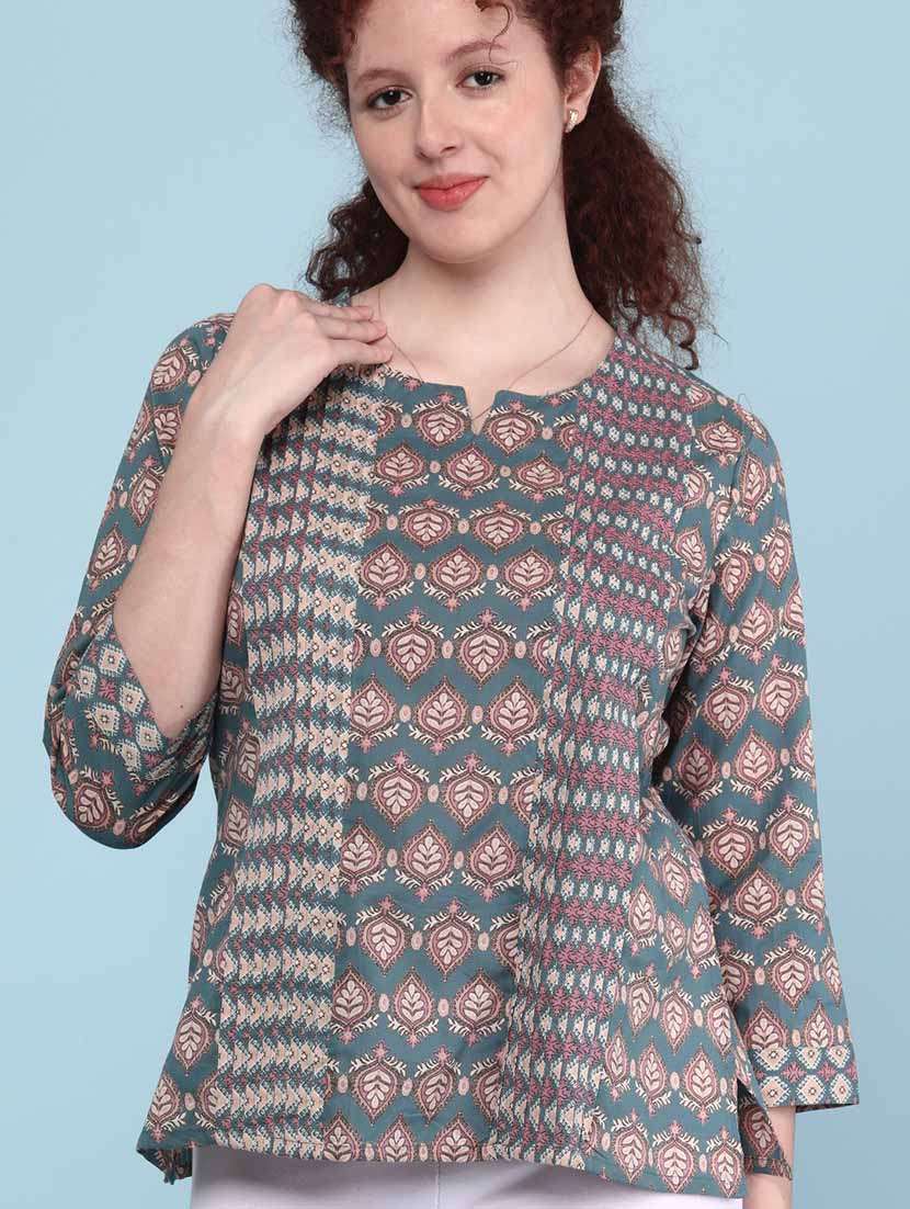 women green cotton straight kurti - 22178280 -  Standard Image - 2