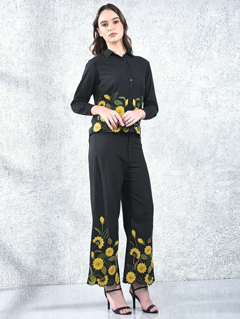 women embroidered shirt and trouser co-ord set - 22178331 -  Standard Image - 2