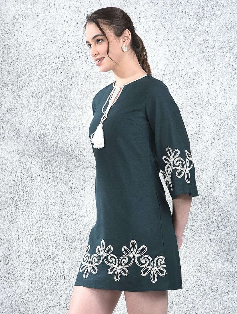 women embroidered bell sleeve a-line dress - 22178334 -  Standard Image - 2