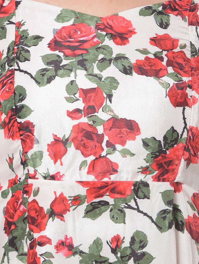 women floral print puff sleeve fit & flared dress - 22178337 -  Standard Image - 2