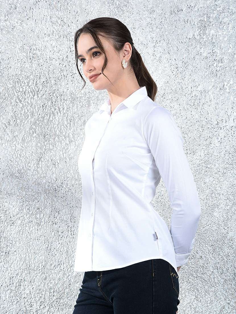 women solid collared long sleeve shirt - 22178361 -  Standard Image - 2