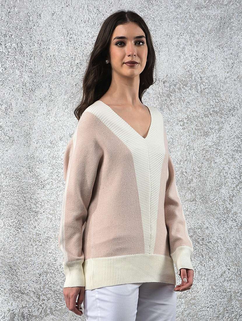 Women Color Blocked Long Sleeve Pullover - 22178383 -  Standard Image - 2