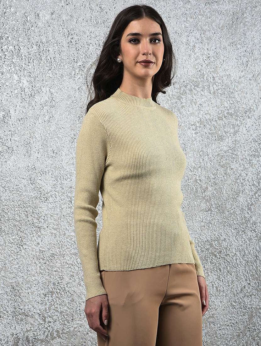 women solid mock neck long sleeve pullover - 22178386 -  Standard Image - 2