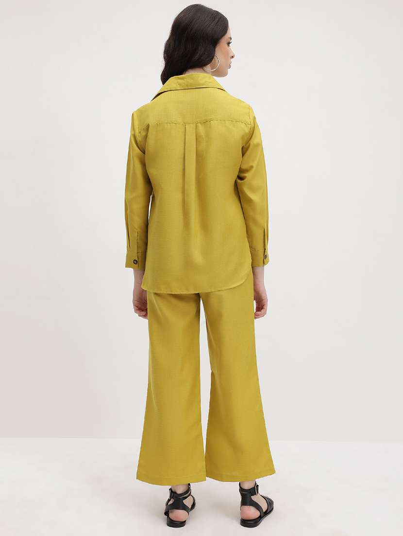 women solid shirt and trouser co-ord set - 22178428 -  Standard Image - 2