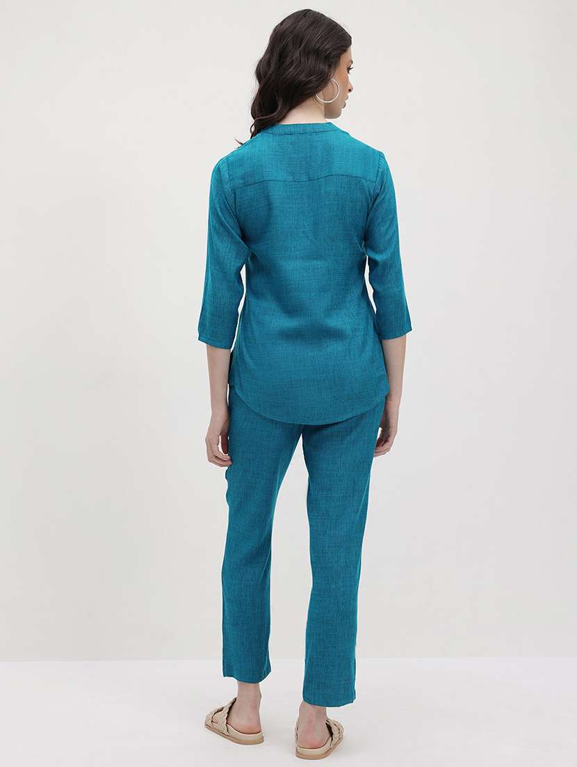 women solid top and trouser co-ord set - 22178431 -  Standard Image - 2
