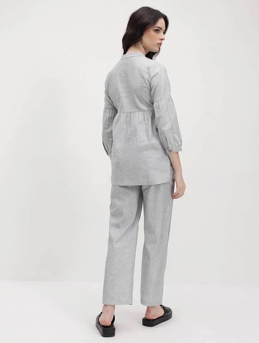 women solid top and trouser co-ord set - 22178438 -  Standard Image - 2