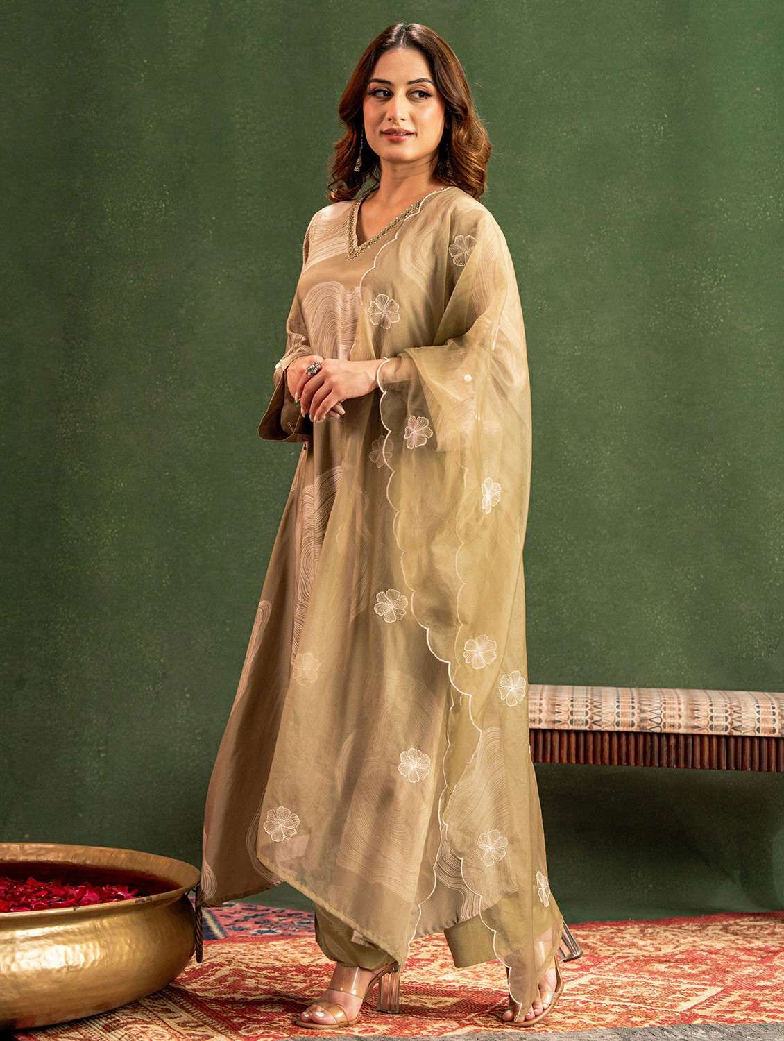 women embroidered long sleeve kurta pant with dupatta set - 22178508 -  Standard Image - 2