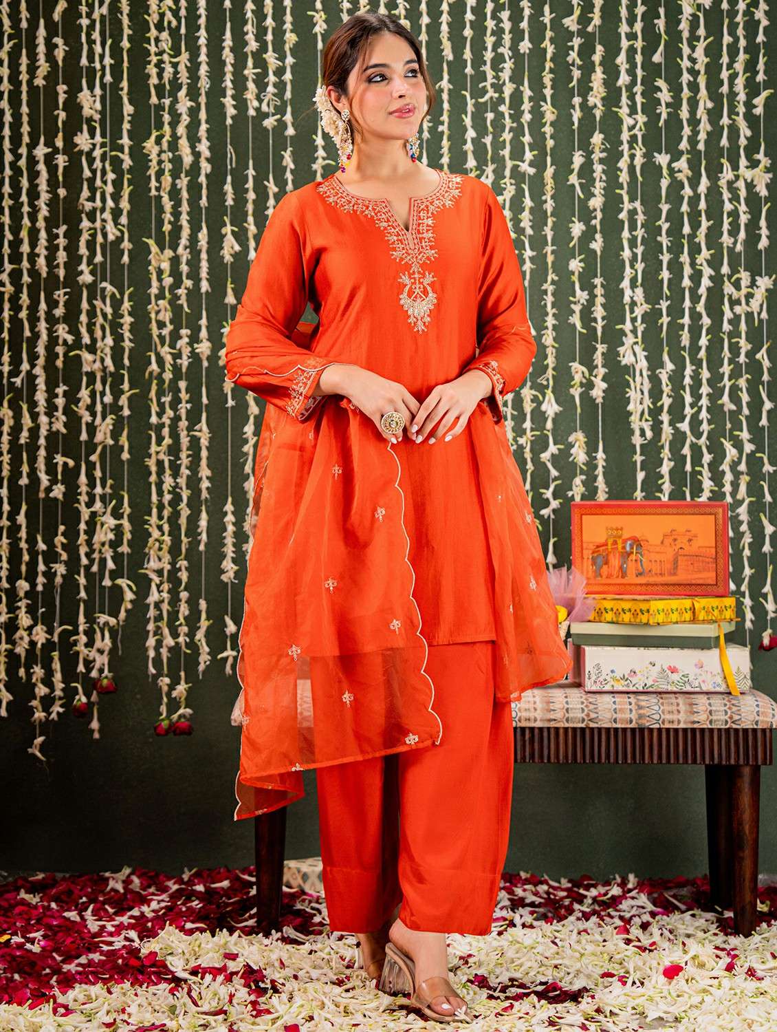 women embroidered long sleeve kurta pant with dupatta set - 22178521 -  Standard Image - 2