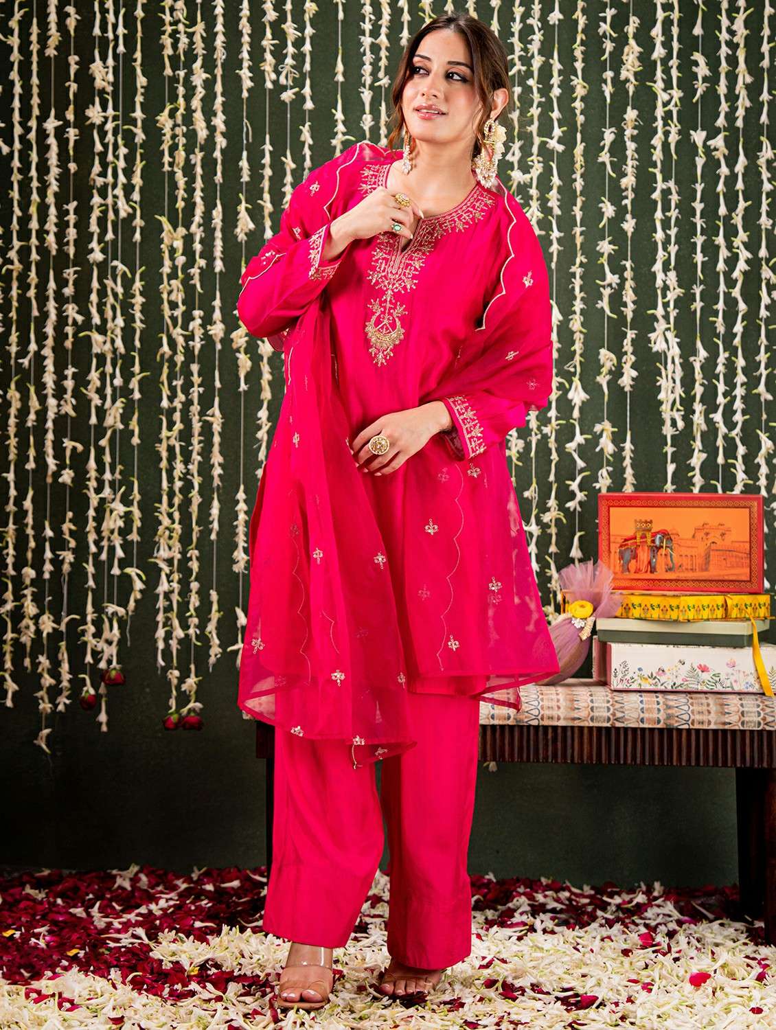 women embroidered long sleeve kurta pant with dupatta set - 22178522 -  Standard Image - 2