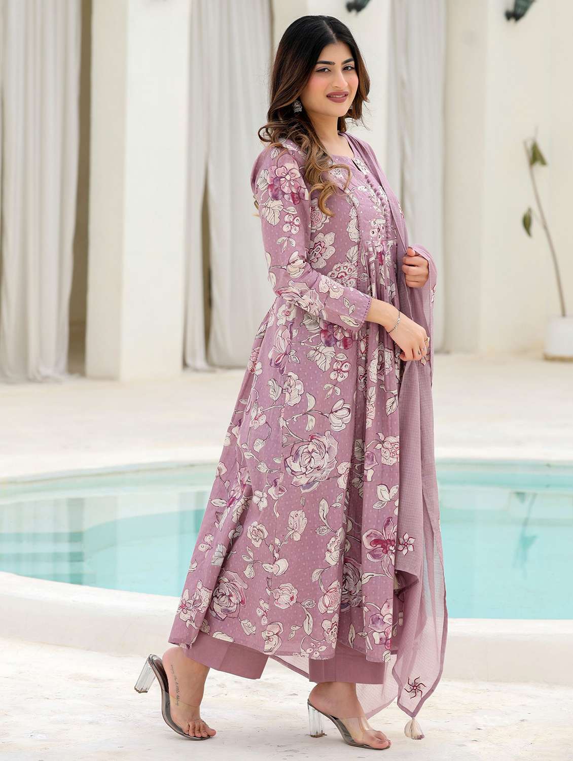 women embroidered three quarter sleeve kurta pant with dupatta set - 22178532 -  Standard Image - 2