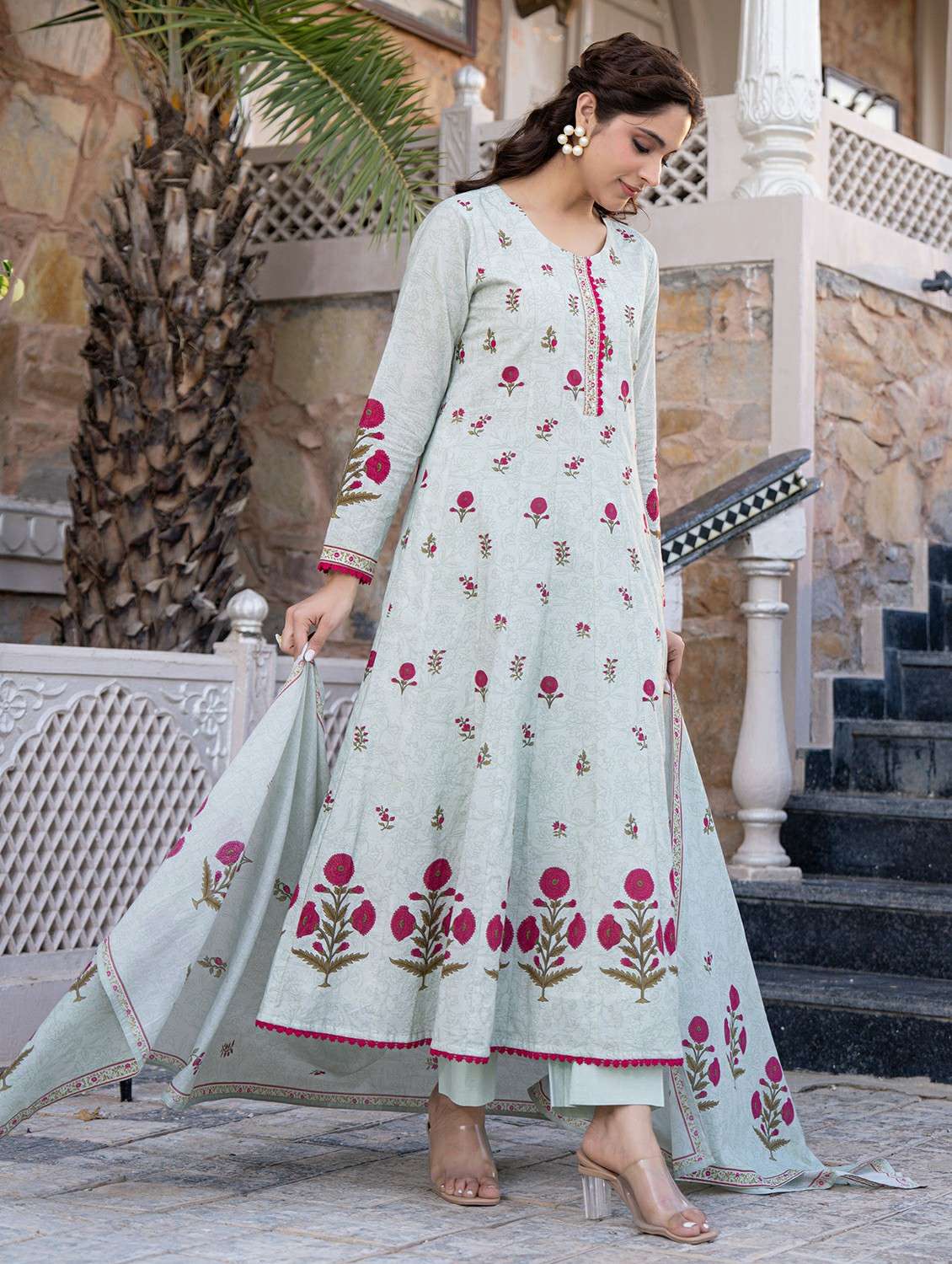 women embroidered long sleeve kurta pant with dupatta set - 22178534 -  Standard Image - 2