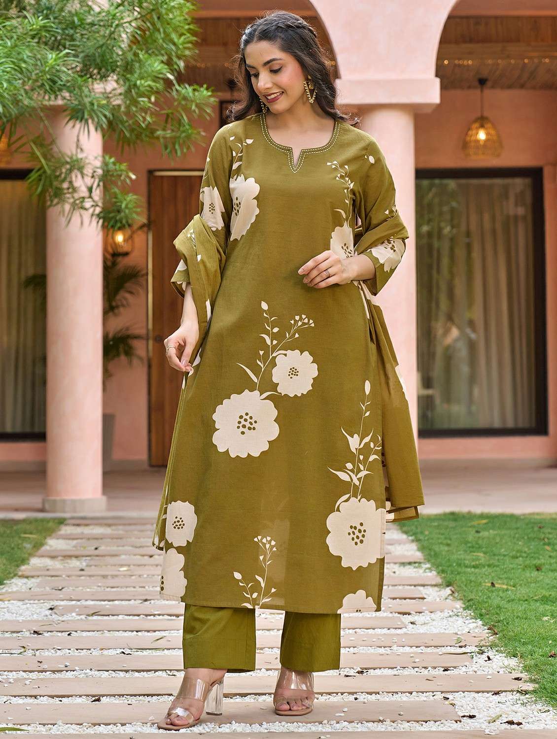 green cotton kurta pant  set - 22178558 -  Standard Image - 2