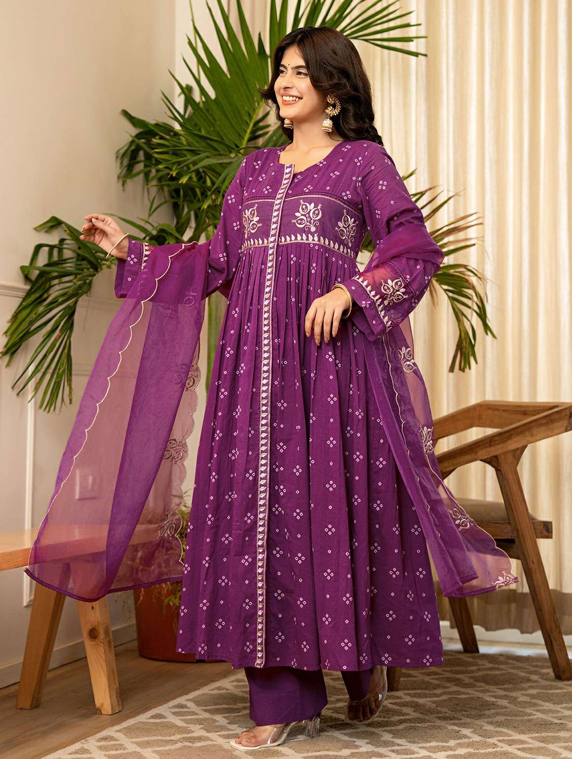 purple cotton kurta pant  set - 22178560 -  Standard Image - 2