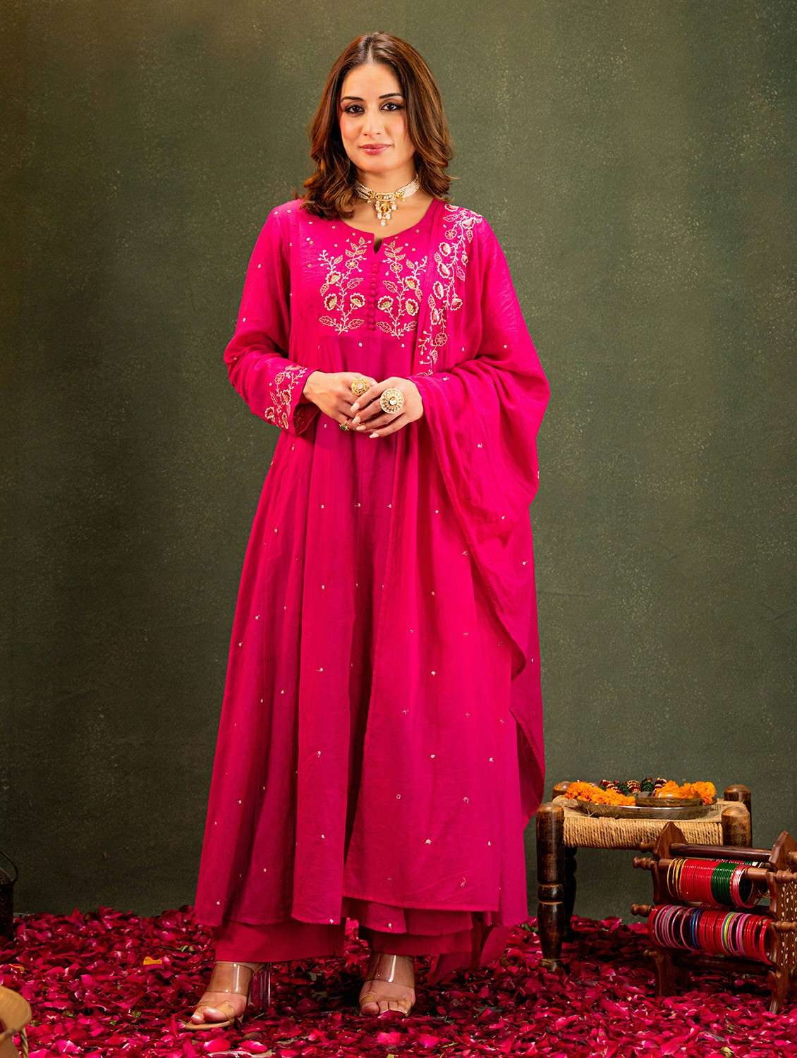 pink cotton kurta pant  set