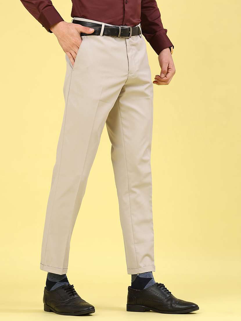 men solid mid rise flat front formal trouser - 22178647 -  Standard Image - 2