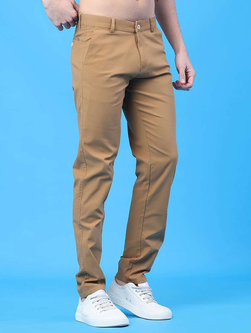 men solid mid rise chinos casual trouser - 22178677 -  Standard Image - 2