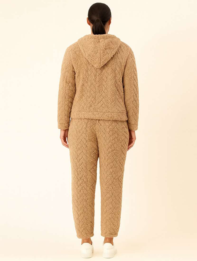 women solid hooded nightwear pyajama set - 22178731 -  Standard Image - 2