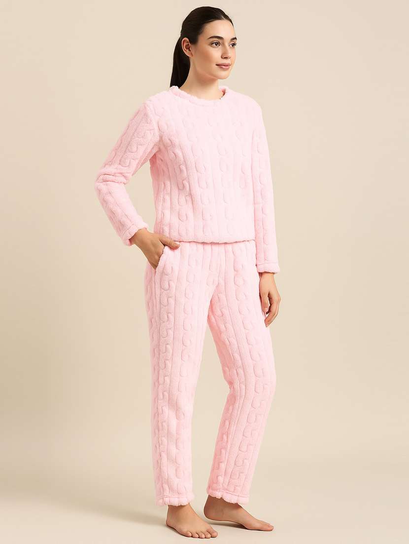 women solid hooded nightwear pyjama set - 22178732 -  Standard Image - 2