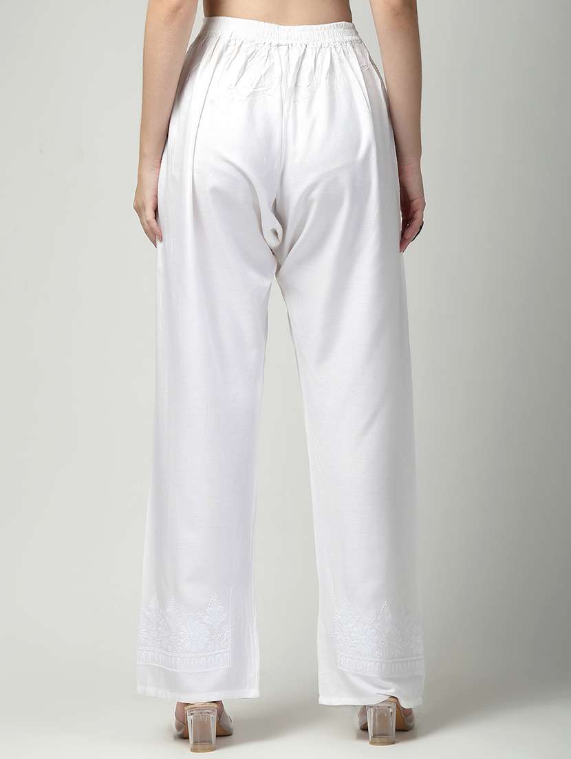 women white solid high rise straight palazzo - 22178747 -  Standard Image - 2