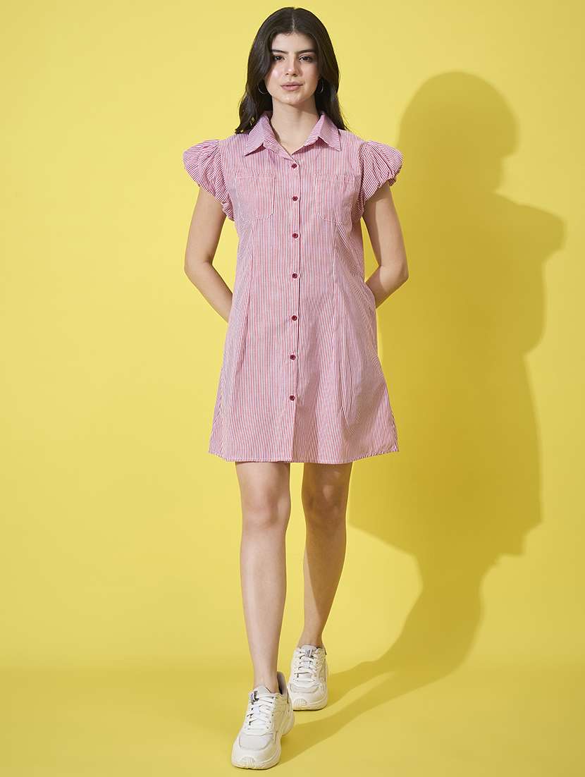 women striped collared shirt dress - 22178961 -  Standard Image - 2