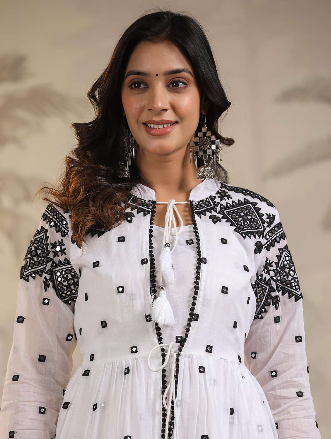 women solid with work three quarter sleeve tiered ethnic dress - 22179006 -  Standard Image - 7