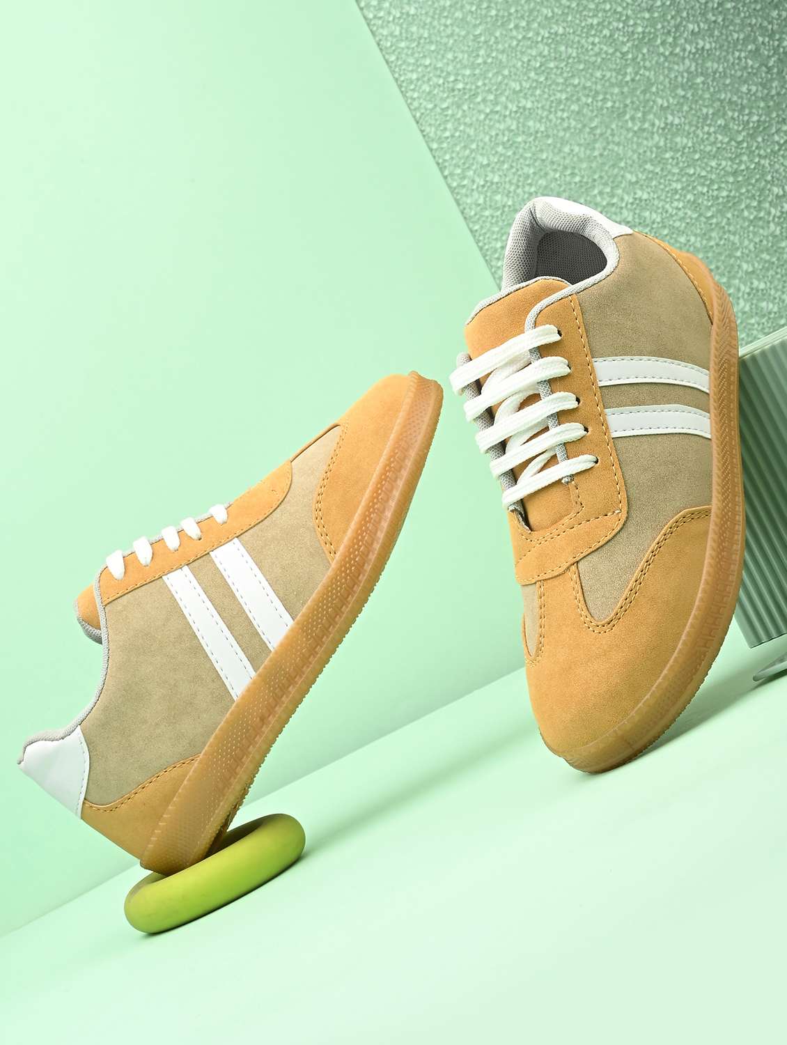 women beige lace-up sneaker