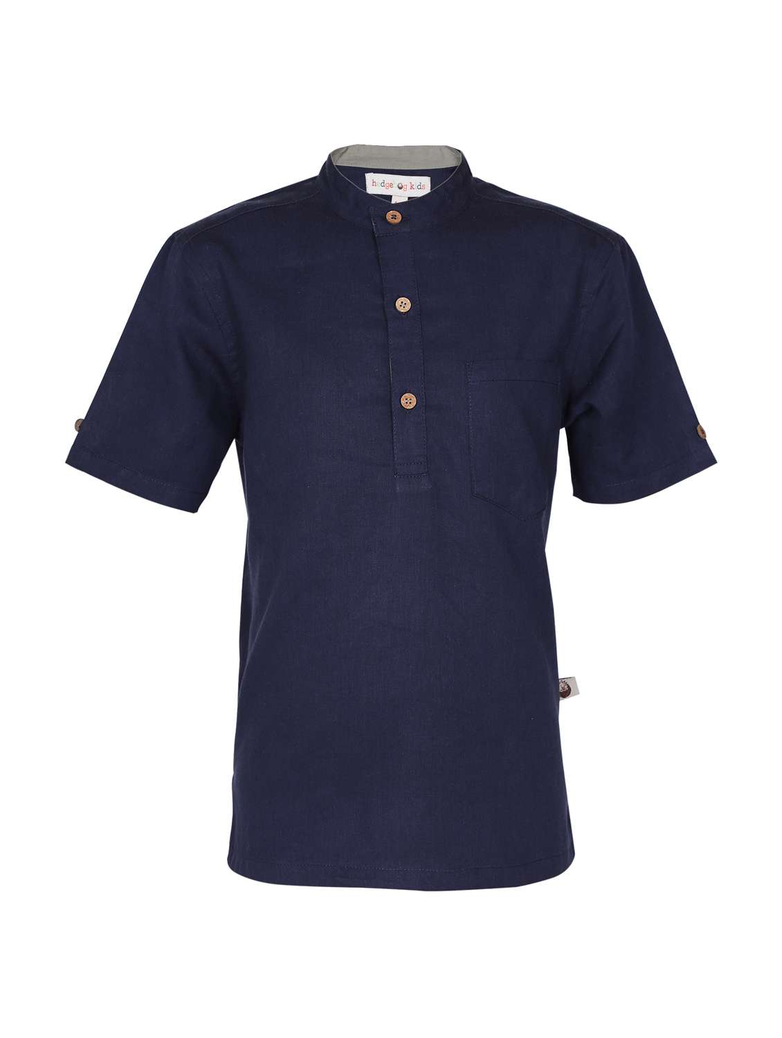 boys solid mandarin neck short sleeve kurta - 22179533 -  Standard Image - 2