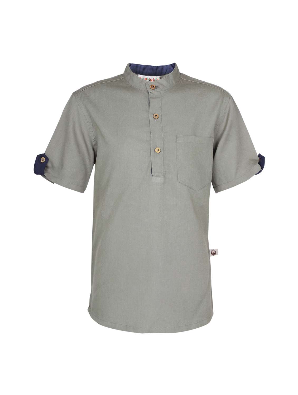 boys solid mandarin neck short sleeve kurta - 22179534 -  Standard Image - 2