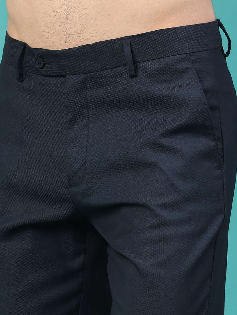men solid mid rise flat front formal trouser - 22179745 -  Standard Image - 2