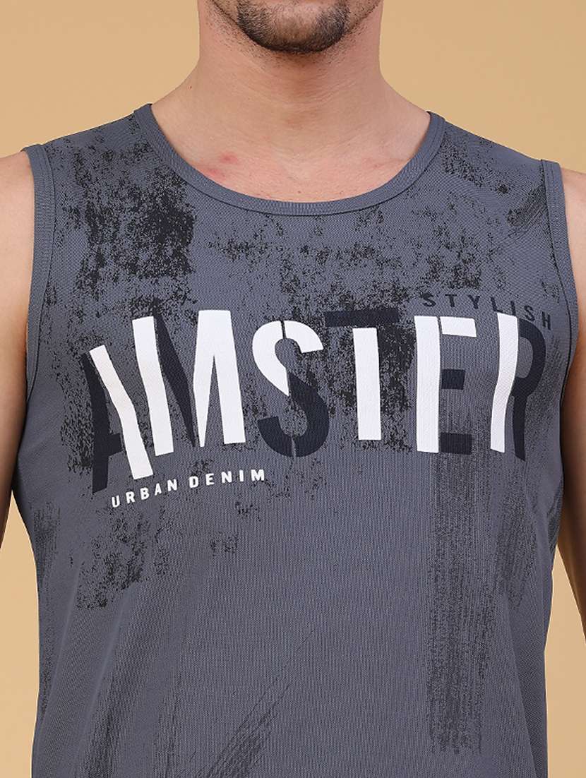 men printed round neck vest - 22179845 -  Standard Image - 2