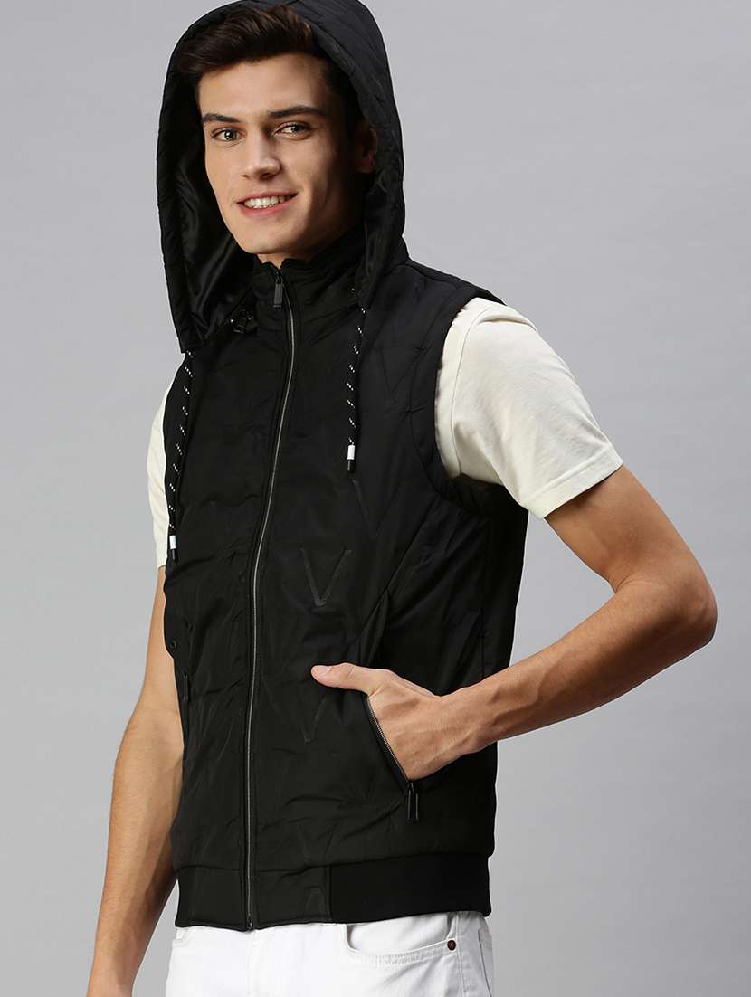 men solid sleeveless regular fit puffer jacket - 22179925 -  Standard Image - 2