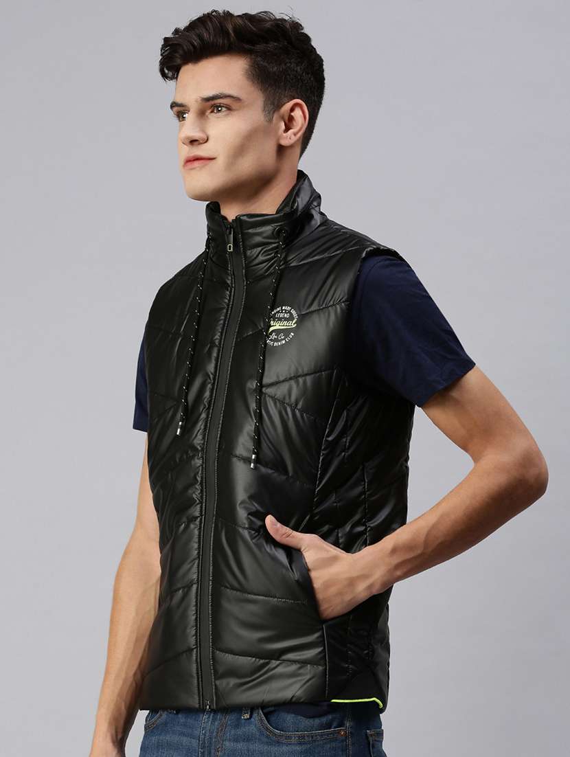 men solid sleeveless regular fit puffer jacket - 22179926 -  Standard Image - 2