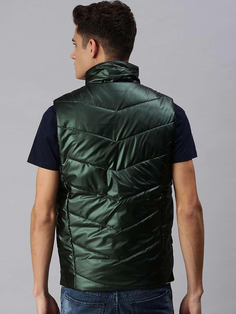men solid sleeveless regular fit puffer jacket - 22179927 -  Standard Image - 2