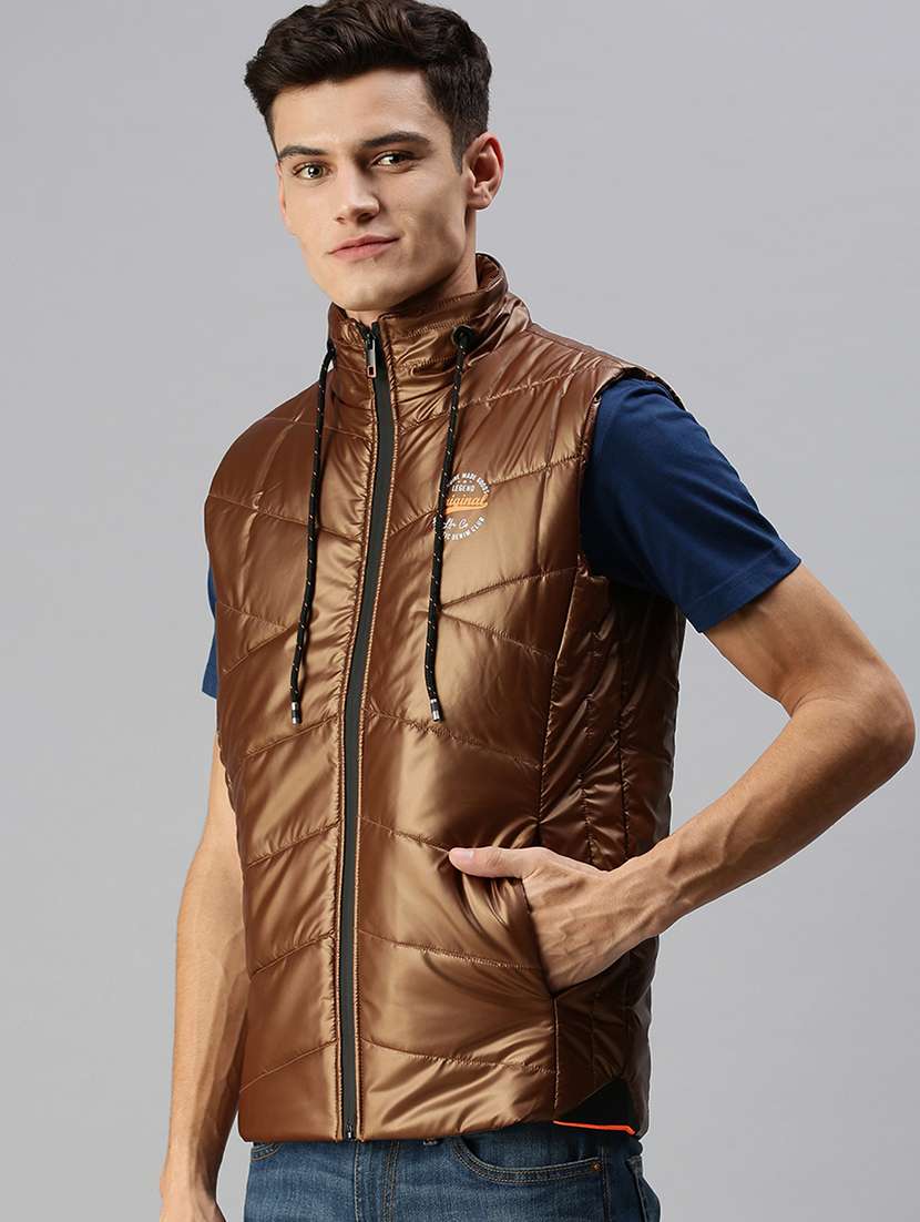 men solid sleeveless regular fit puffer jacket - 22179929 -  Standard Image - 2