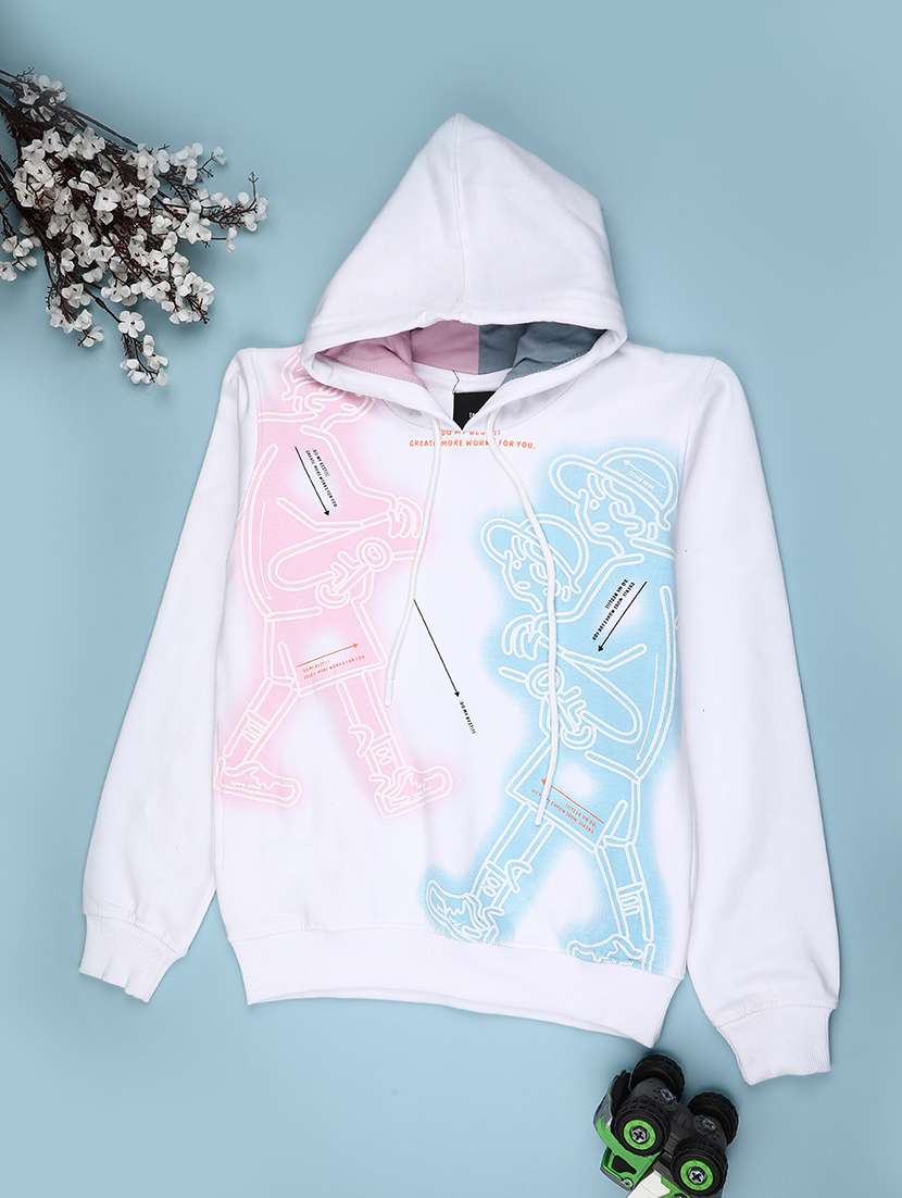 girls printed long sleeve hooded sweatshirt