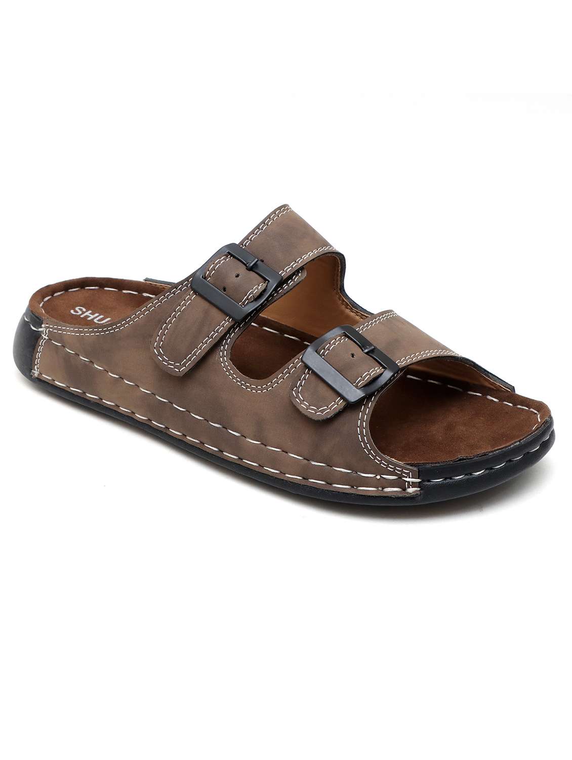 men brown slip on sandal - 22179971 -  Standard Image - 2