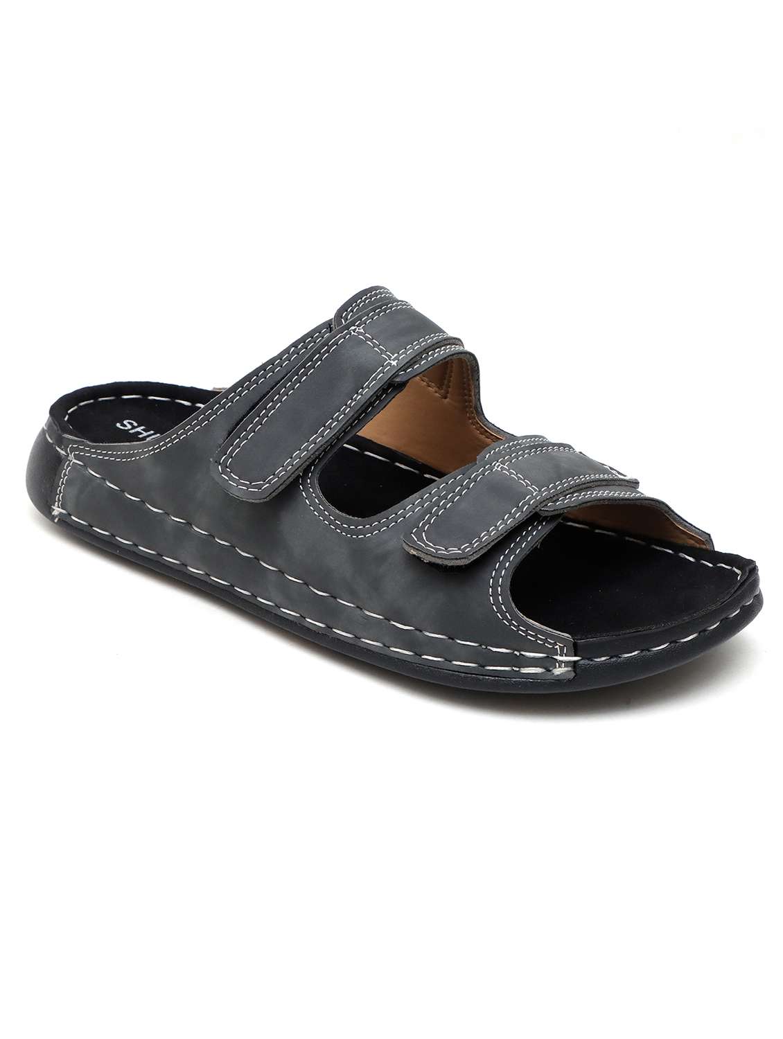men grey solid slip on sandal - 22179972 -  Standard Image - 2