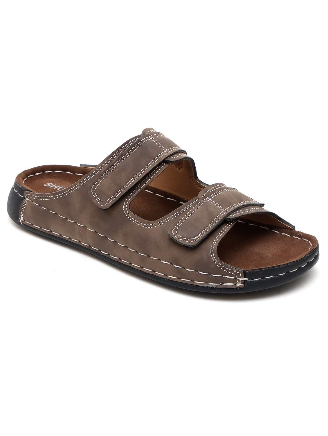 men brown slip on sandal - 22179973 -  Standard Image - 2