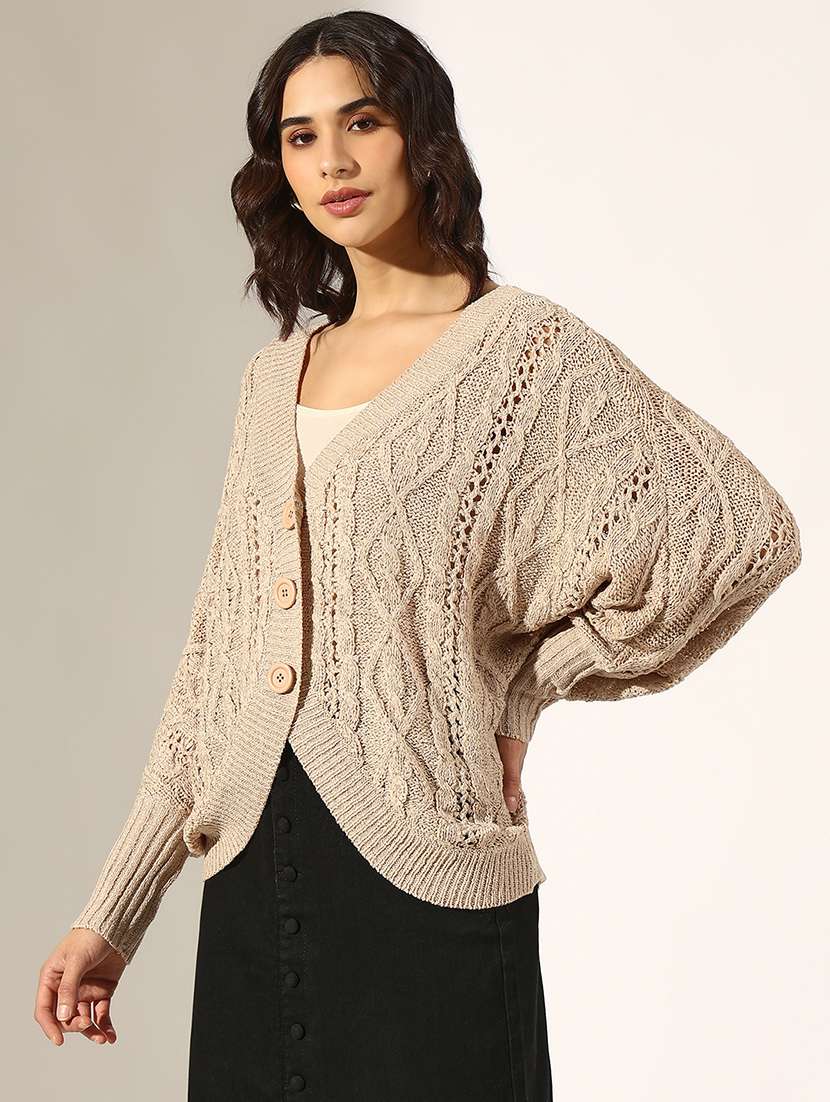 women self designed long sleeve cardigan - 22179981 -  Standard Image - 2