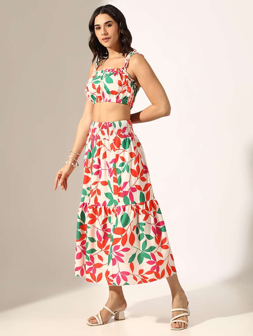 women printed top and skirt co-ord set - 22180043 -  Standard Image - 2