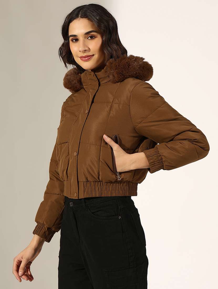 women solid long sleeve quilted jacket - 22180064 -  Standard Image - 2