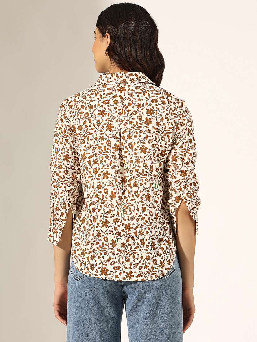 women collared three quarter sleeve regular shirt - 22180100 -  Standard Image - 2