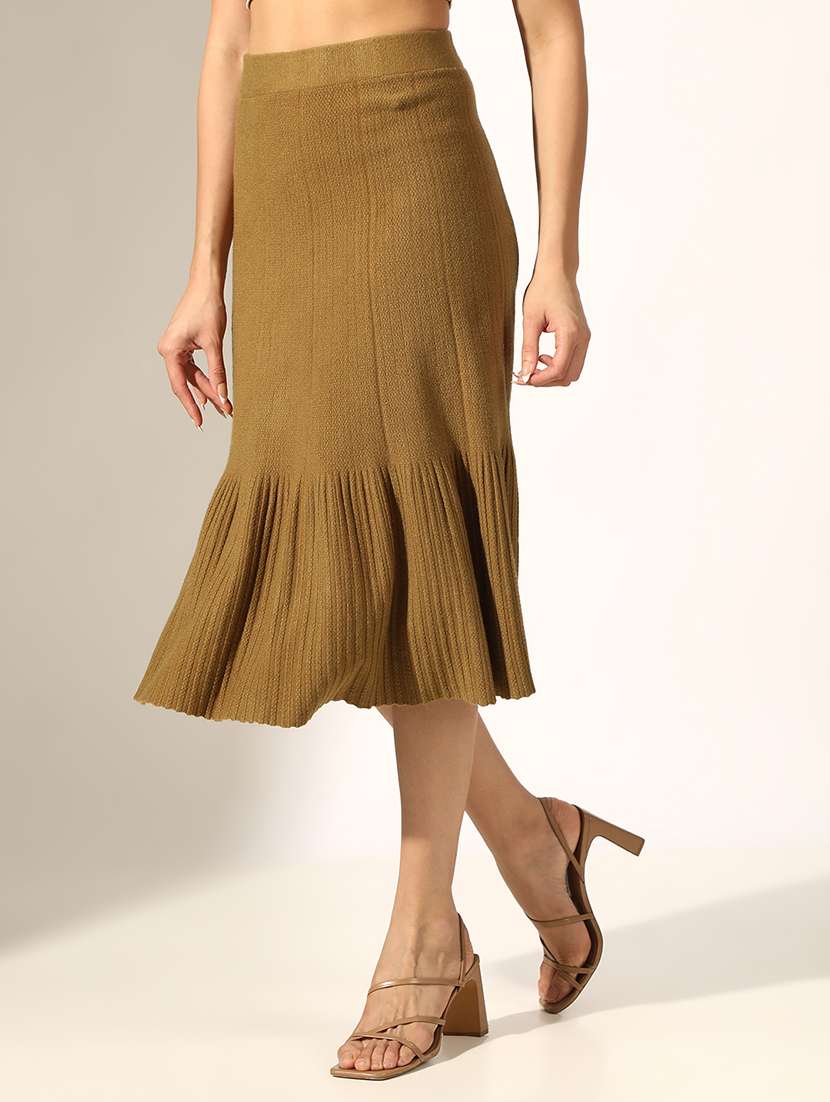 women solid high rise tiered skirt - 22180104 -  Standard Image - 2
