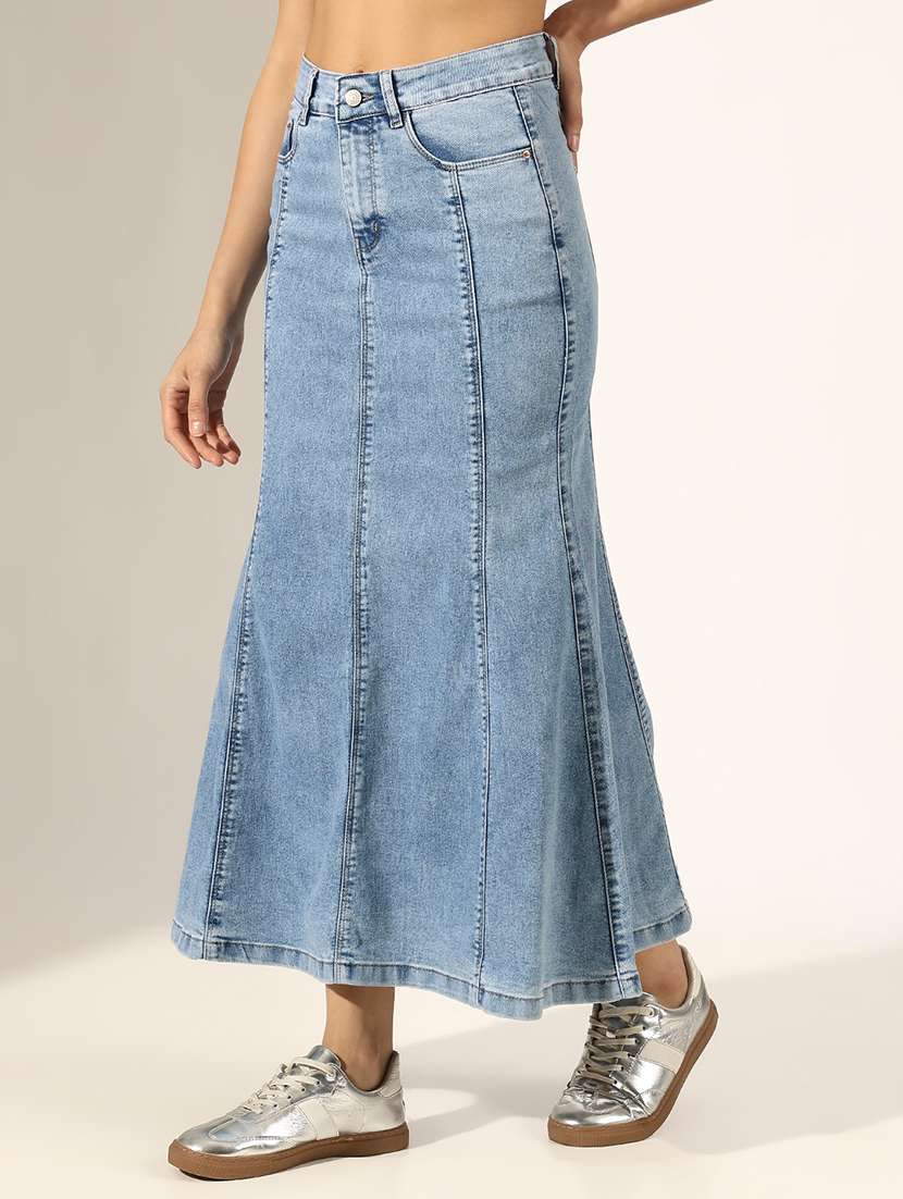 women solid mid rise denim skirt - 22180108 -  Standard Image - 2