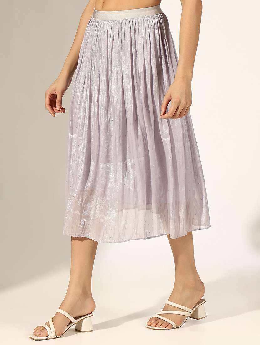 women solid mid rise flared skirt - 22180116 -  Standard Image - 2