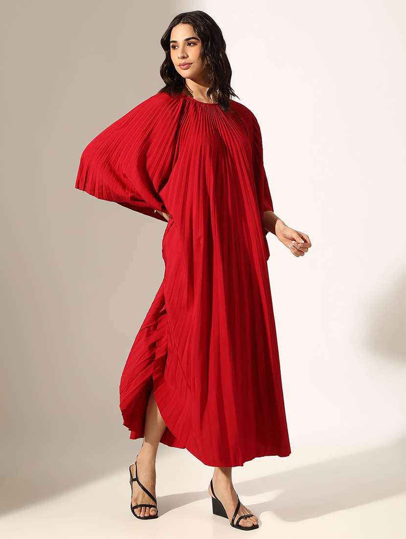 women solid kimono sleeve straight dress - 22180143 -  Standard Image - 2