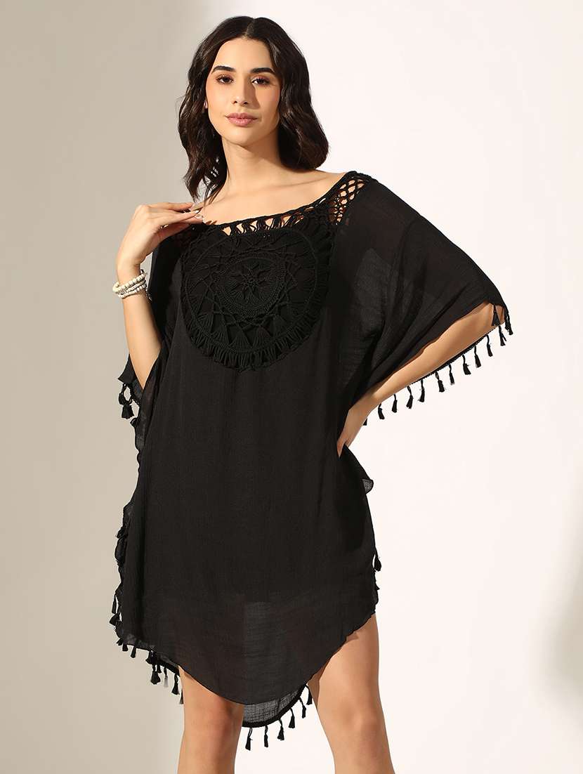 women self designed boat neck asymmetric dress - 22180145 -  Standard Image - 2