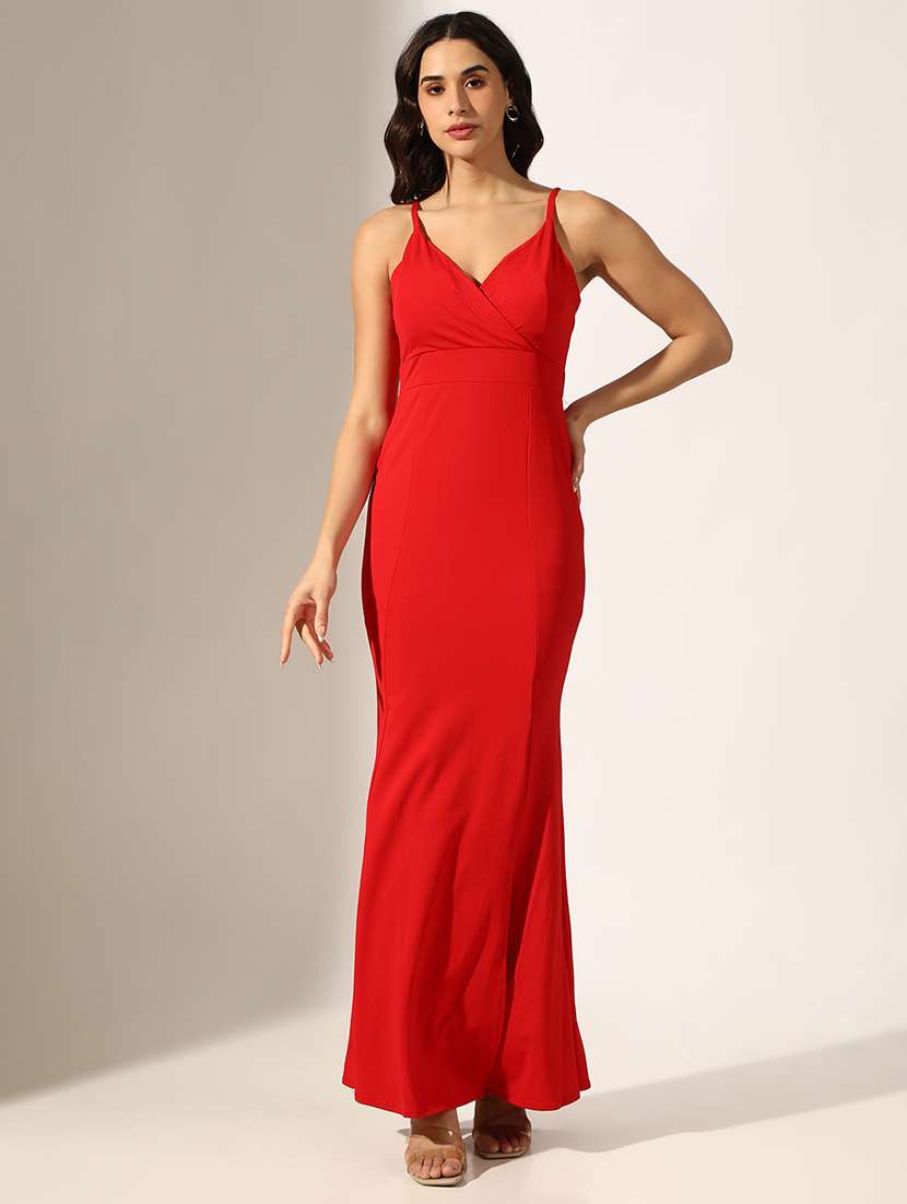 women solid shoulder strap bodycon dress - 22180146 -  Standard Image - 2