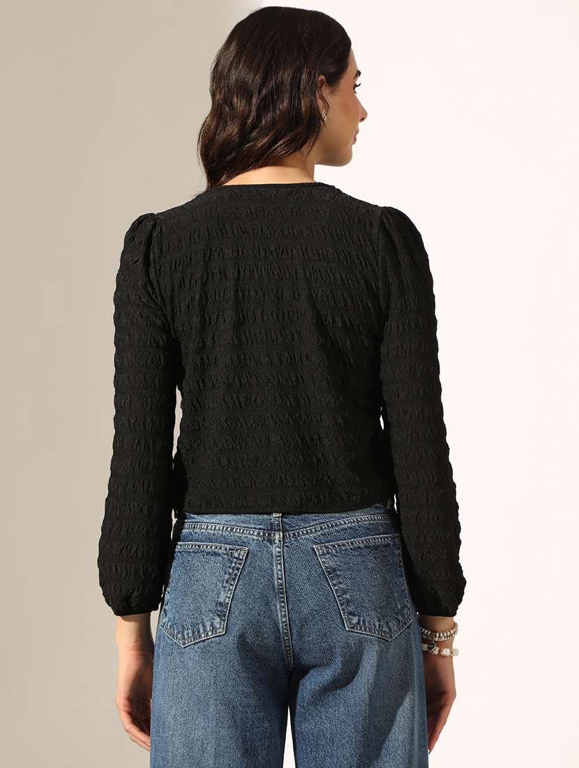 women solid long sleeve shirt top - 22180154 -  Standard Image - 2