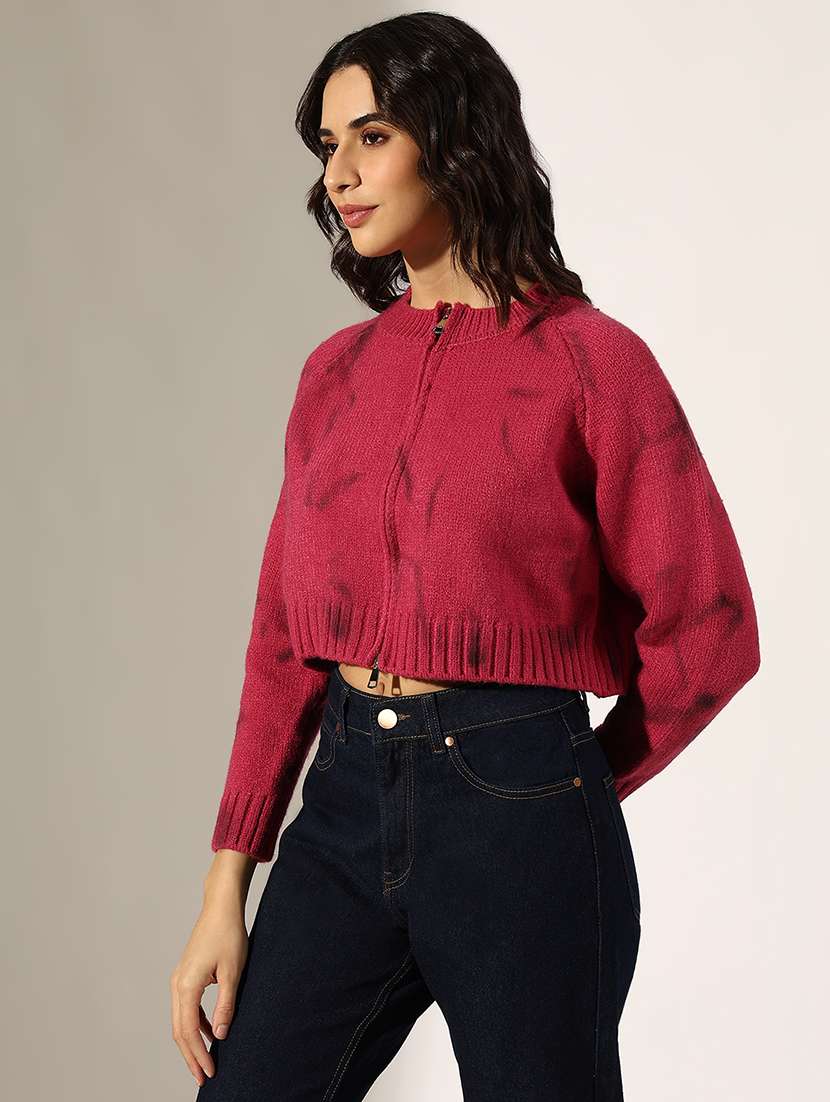 women self designed long sleeve crop cardigan - 22180169 -  Standard Image - 2